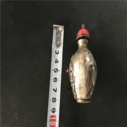 古玩杂项迷你创意民间特色老货白铜精品鼻烟壶装饰摆件收藏品圆形