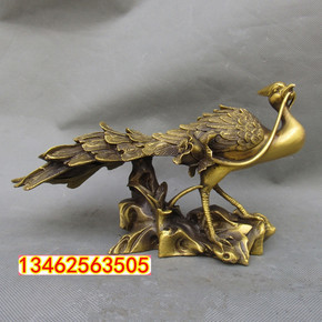 厂家直销纯铜孔雀百鸟之王铜凤凰朱雀吉祥物摆件家居装饰工艺品